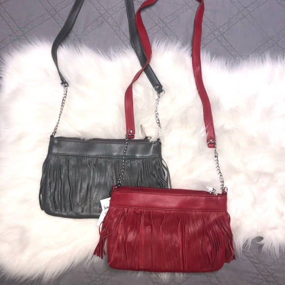 Bundle 2 Neiman Marcus Leather Fringe Crossbody BN - Picture 3 of 8